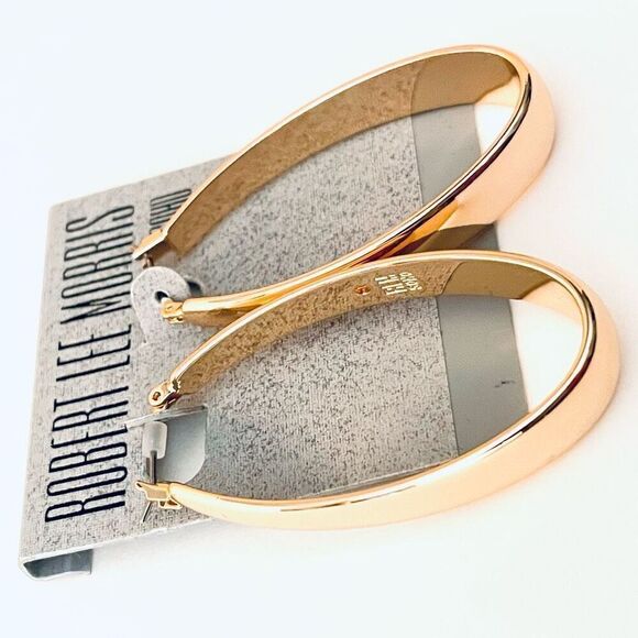 NWT Robert Lee Morris Soho Large Oval Thick Gold Polished Hoops earrings - Picture 1 of 12